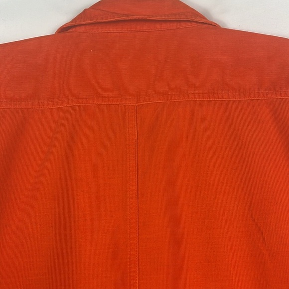 Moda International corduroy long sleeve pockets button down shirt Sz L Orange - Picture 11 of 11